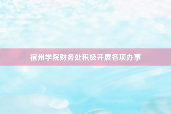 宿州学院财务处积极开展各项办事