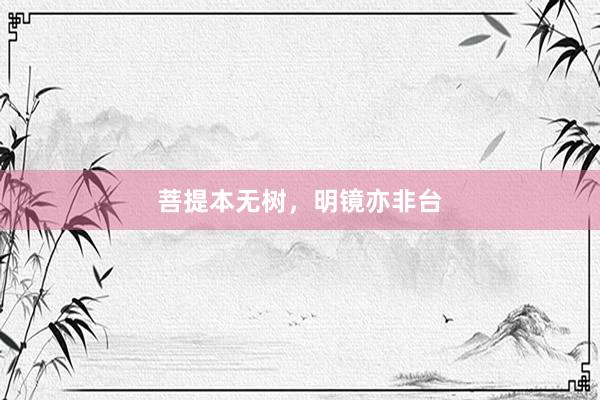 菩提本无树，明镜亦非台